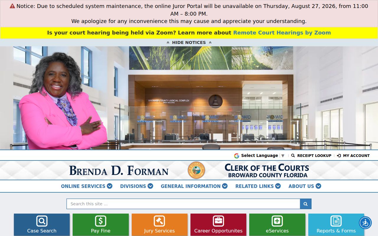 Pembroke Pines resident lookup through the Broward Clerk website
