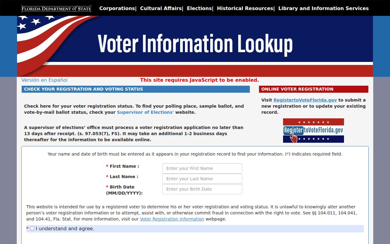 Pembroke Pines ZIP code directory Florida voter status lookup